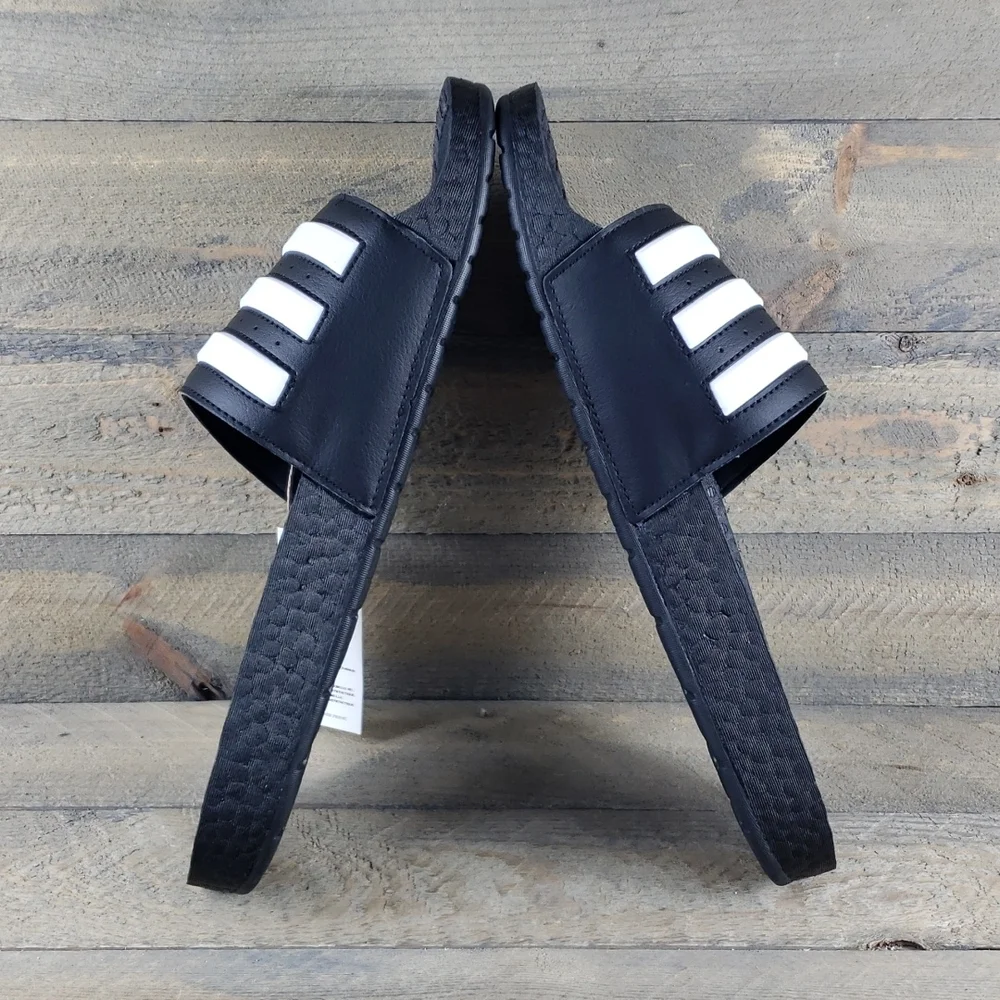 adidas Adilette Boost Men's Slides Sandals Black White Supreme Cushioning